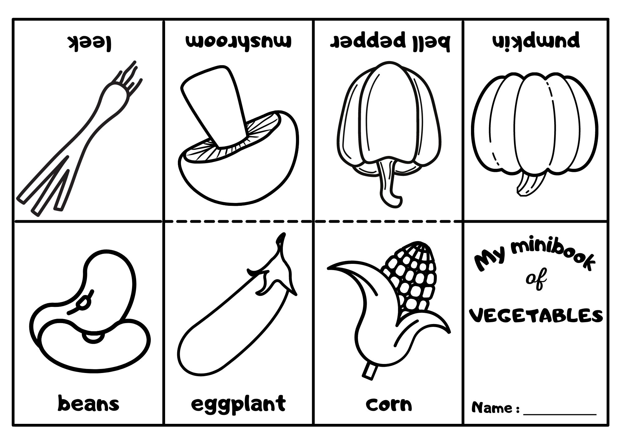 Vegetables Mini Coloring Book 2 - Ezpzlearn.com